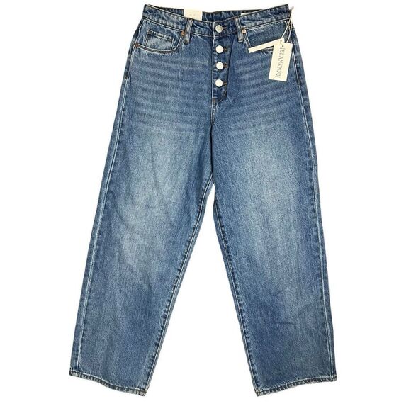 Blank NYC Jeans Women’s 27 Blue the baxter ribcage straight Button Fly Cropped - Picture 2 of 11